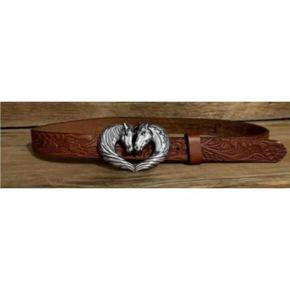 Justin Boots Brown Belt with Silver Buckle - Picture 9 of 10